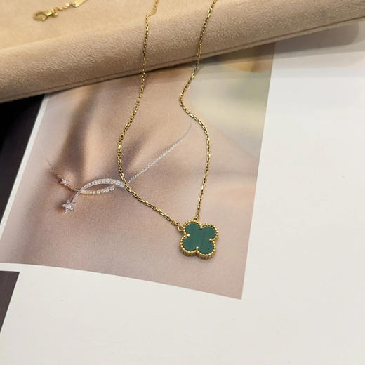 梵克雅宝 孔雀石 四叶草 项链 商品图1