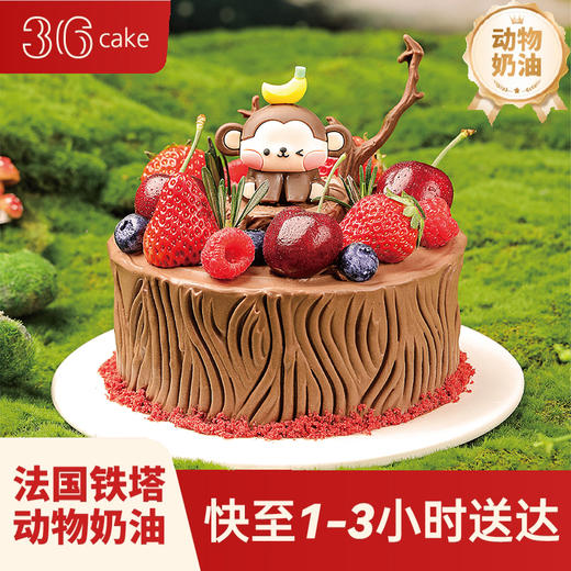 摩羯座 ∙ 萌猴丛林 ∙ 黑巧莓果车厘奶油蛋糕，可选1.5/2.5/6磅  | 36 CAKE 商品图0
