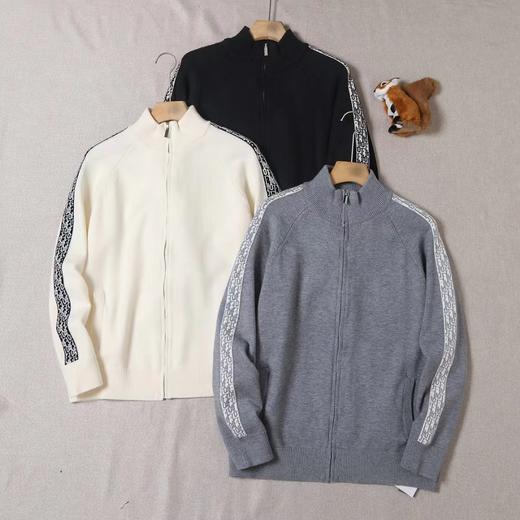 D122634半高领拉链设计字母提花毛衣开衫针织衫 商品图0