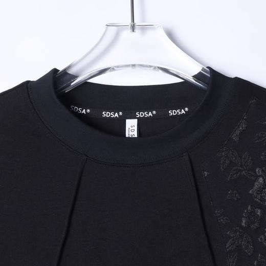 T5094SDSA男士秋冬新款痞帅男装潮牌褶皱花卉拼接圆领长袖T恤百搭宽松 商品图2