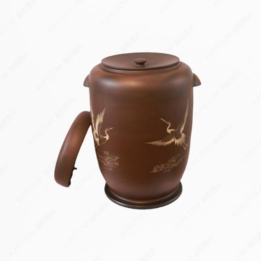 纯手工拉坯五色泥紫陶仙鹤大坛（彩填）骨灰坛骨灰罐骨灰盒寿盒 商品图2