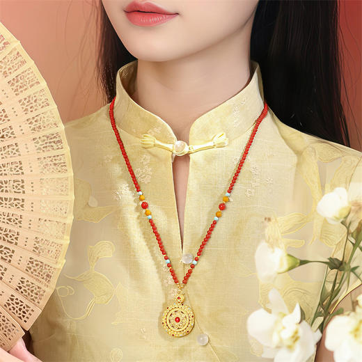 【新品首发】琳琅雅玉系列18k金南红万能链 新中式搭配万能链吊坠女士惊喜礼物MEMORA诗普琳MN002101 商品图2