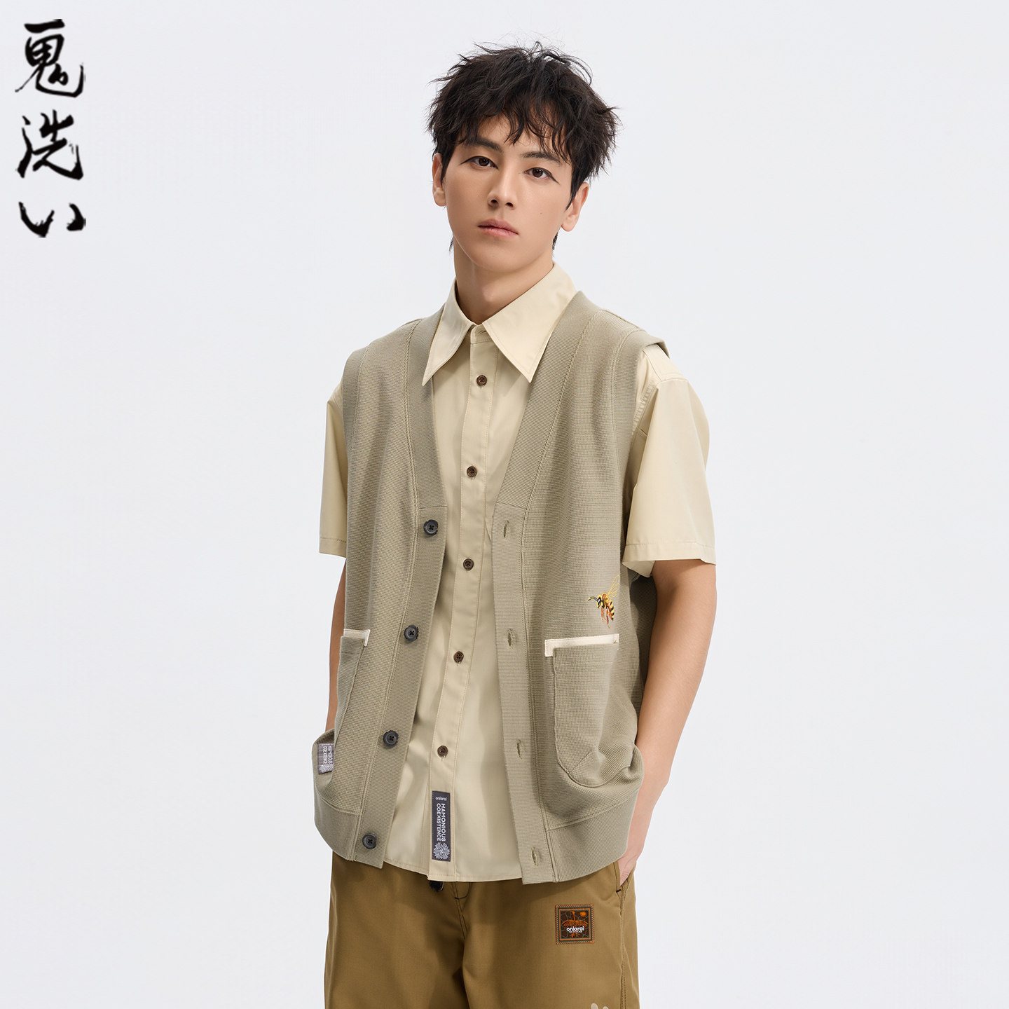 ONIARAI/鬼洗26春季新品黑标石器时代蜜蜂马甲背心男式 A340021