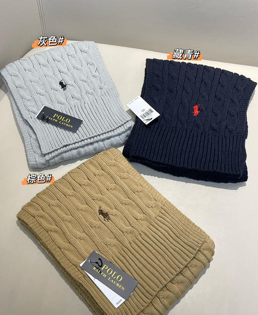 25新款拉夫*伦男女款小标绞花围巾122505 商品图0