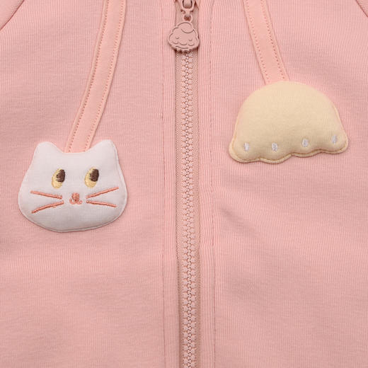 棉果果春季新品女童针织纯棉卡通可爱立体图案针织连帽外套M122100226103 商品图5