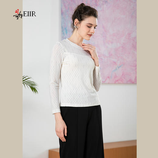 司歌弹力亮丝打底上衣套头长袖女春秋T901145X 商品图1