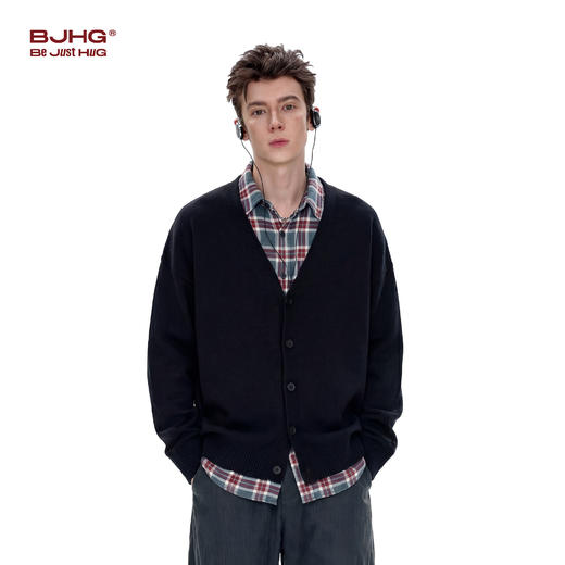 BJHG不计后果V领开衫毛衣男春季 新款基础款情侣装内搭上衣外套女 商品图3