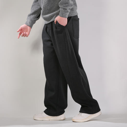 DRONKOO 2025 抽绳前斜破骨膝盖破缝右袋金属标复合绒厚休闲长裤 商品图2