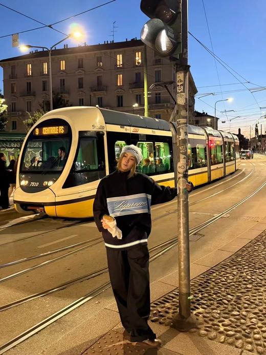 D122603条纹logo草写刺绣字母半拉链毛衣男女同款 商品图3