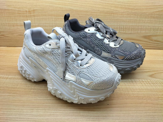 秋季新款豪行舒适休闲女鞋24378193厚底运动水钻老爹鞋系带单 商品图3