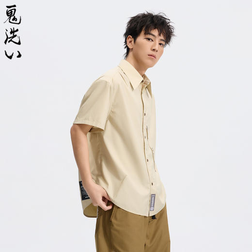 ONIARAI/鬼洗26新品黑标石器时代蚂蚁菌丝褶宽松短袖衬衫 A740005 商品图1