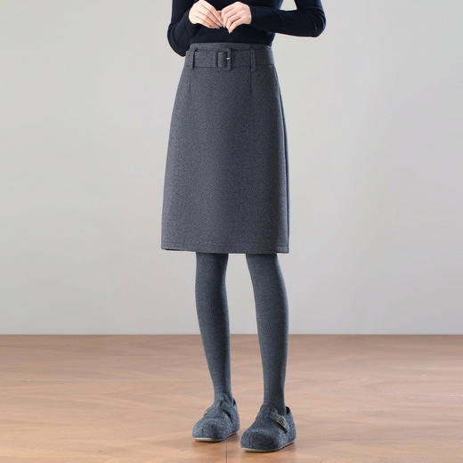 「自」全新升级【铂金会员146/天猫199/差价53】(13227)洛诗琳极简风毛呢半身裙2025冬新款高腰显瘦通勤包臀中裙 商品图0