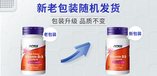 保税仓NOW诺奥维生素D3软胶囊2000IU 120粒不加大豆桥本 商品图2