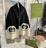 D122607新款双G重叠黑白拼色羊绒流苏围巾披肩 商品缩略图9