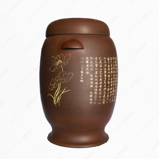 纯手工拉坯五色泥紫陶心经大坛（彩填）骨灰坛骨灰罐骨灰盒寿盒 商品图0