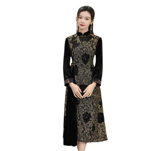 时尚改良新中式长款假奥黛七分袖旗袍GX66826 商品图4