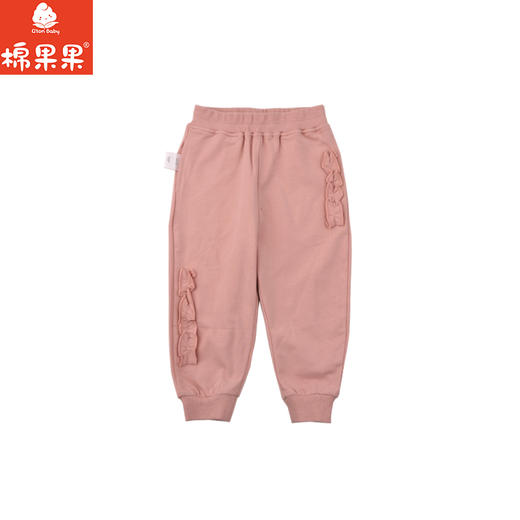 棉果果春季新品女童小线圈粉色花边甜美针织长裤M122200226119 商品图2