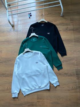 袅家刺绣logo情侣款纯棉圆领加绒卫衣