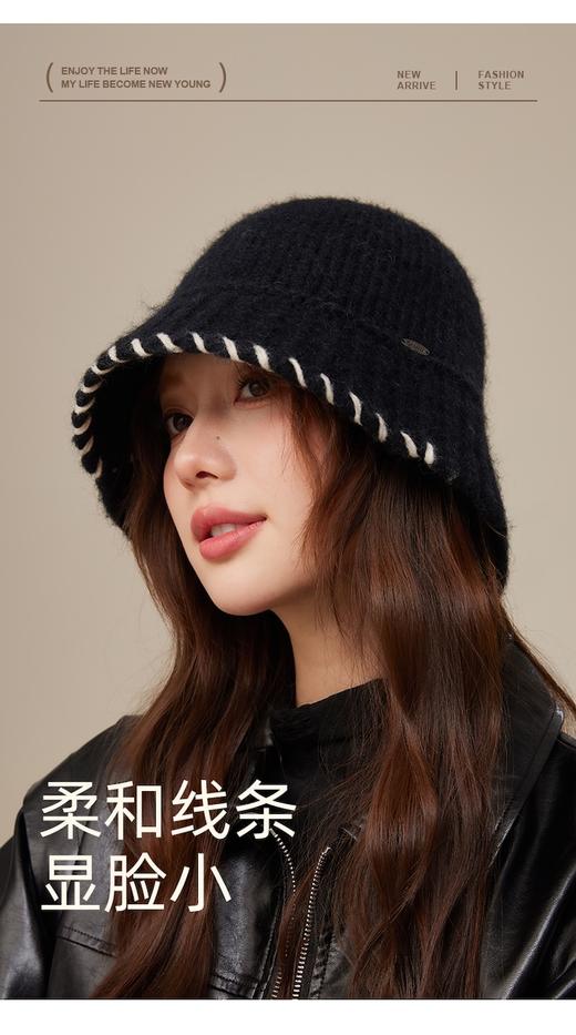 CACUSS帽子女秋冬新款渔夫帽保暖毛线帽氛围感针织帽显脸小盆帽潮PM250447 商品图2