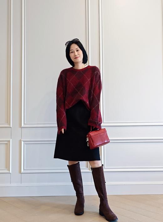 【秋冬精选】暖冬之境 宠溺厚版_羊绒拉毛！羊毛拉绒松弛的书卷感菱格纹毛衣女 商品图1