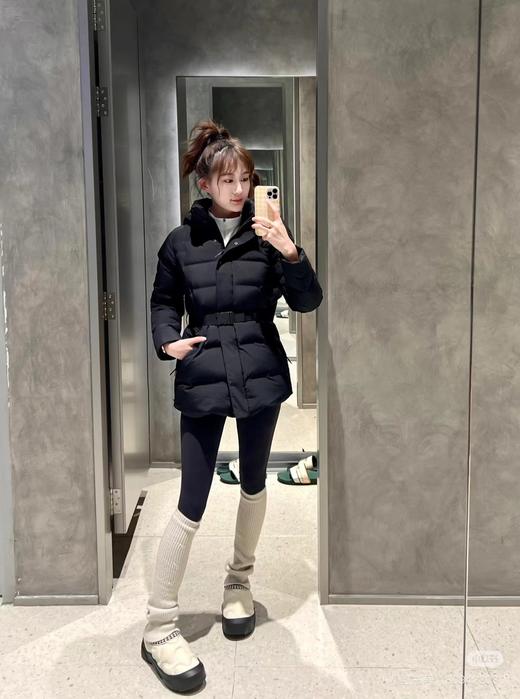 D122605极寒防护小蛮腰科技压胶连帽中长款女式羽绒服 商品图5