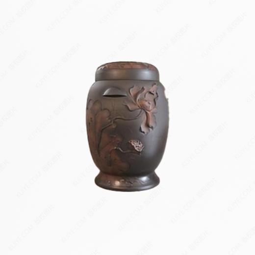 纯手工拉坯五色泥紫陶荷花大坛（堆雕）骨灰坛骨灰罐骨灰盒寿盒 商品图0