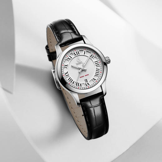 E76401620021382 依波路ERNEST BOREL 瑞士原装真皮表带复古时尚大三针罗马字符石英女表 商品图1