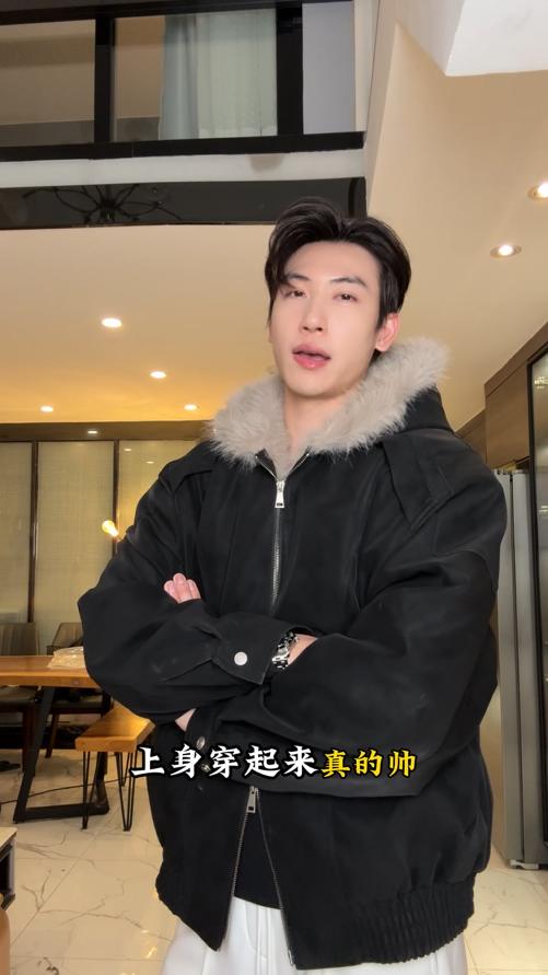 B5018SDSA男士秋冬新款痞帅男装韩版PU皮毛领拉链连帽夹克外套潮流宽松 商品图0