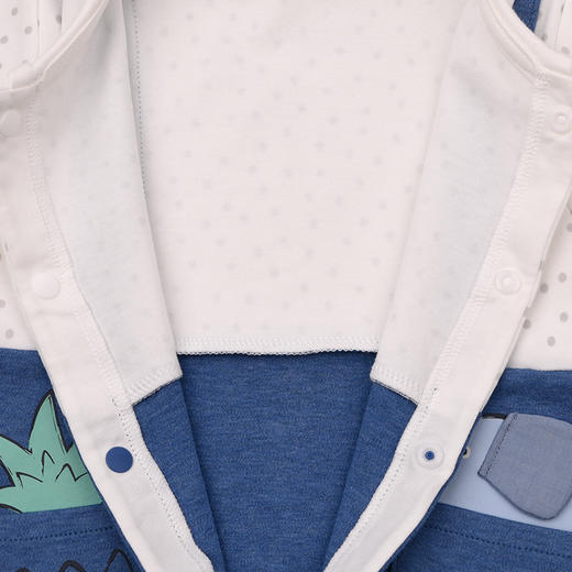 棉果果春季新品男童氨棉汗布纯棉卡通小象对开爬衣假两件对开连体衣M112722226140 商品图4