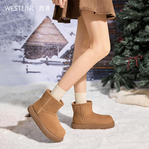 西遇加绒保暖雪地靴女冬季新款厚底小土豆丑萌面包勃肯棉鞋子K0057366 商品图3