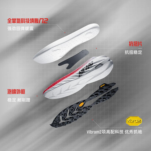 安踏冠军港百猎隼3BOA越野跑鞋男女Vibram氮科技户外鞋112615508A 商品图2