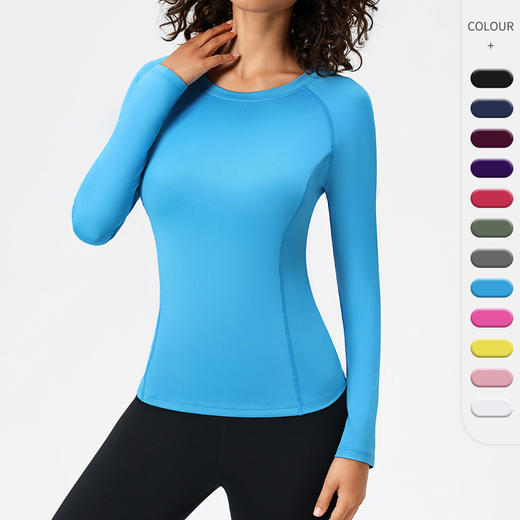 跃牌【欲动春风】系列 女瑜伽服长袖圆领速干运动T恤高弹紧身健身长袖上衣LH1119 商品图0