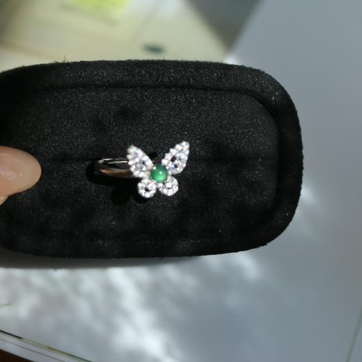 纯天然蝴蝶造型危地马拉翡翠 锆石镶嵌 3mm左右 925纯银精工配件 可开合戒指 商品图2