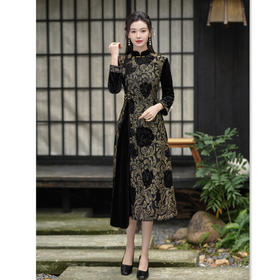 时尚改良新中式长款假奥黛七分袖旗袍GX66826