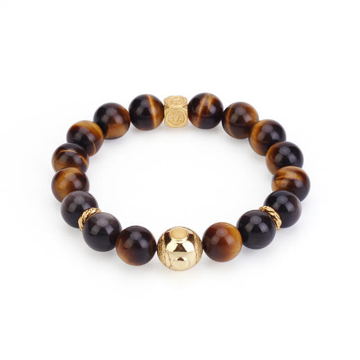 好运连珠 虎眼石黑曜石土行手串 商品图7