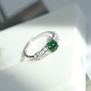 纯天然危地马拉翡翠 满绿蛋面6*6mm 纯银精工配件 可开合戒指 商品缩略图2