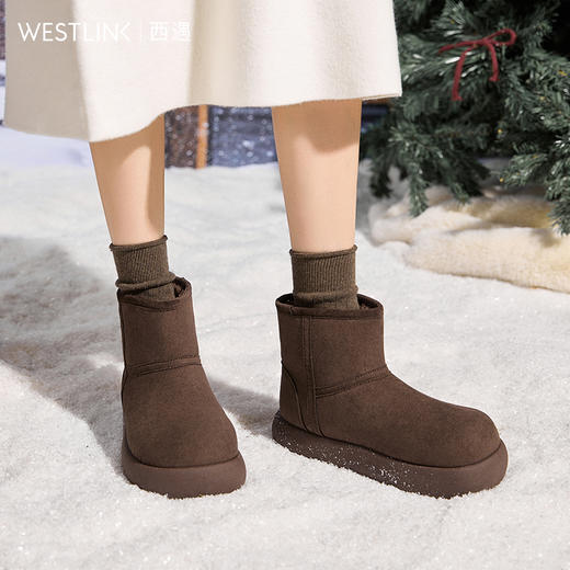 西遇加绒保暖雪地靴女冬季新款厚底小土豆丑萌面包勃肯棉鞋子K0057366 商品图2