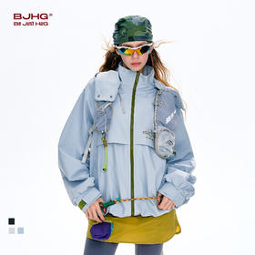 BJHG不计后果冲锋夹克男款春季潮牌可拆卸包包休闲户外运动外套女