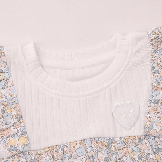 棉果果春季新品女童针织提花可爱洋气小碎花假两件长袖T恤M122140226111 商品图3
