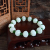 【天然正品】天然新疆料细腻一级白油润度佳莲花造型约12.2*9.5MM和田玉配菠菜绿碧玉手串白玉：12.2*9.5MM 碧玉：6.0MM(皆取最大值) 171225NJS55 商品缩略图5
