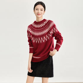 「高货wl」全新升级【铂金会员220/天猫299/差价79】(95833)洛诗琳立体织花羊毛混纺上衣2025秋冬费尔岛提花针织毛衣