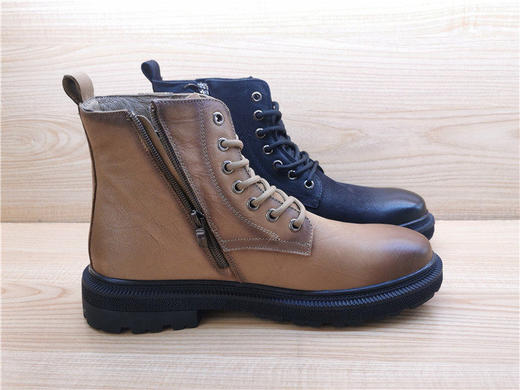 豪行冬款正品真皮马丁靴时尚舒适加绒保暖圆头男棉鞋13442037 商品图4
