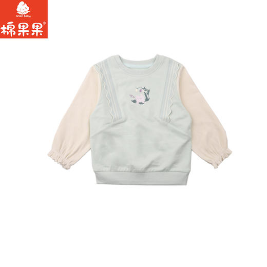 棉果果春季新品女童纯棉小线圈蕾丝边假两件套头卫衣M122180226116 商品图1