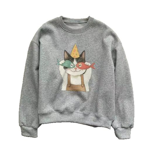 【专柜品质】重磅韩版棉质圆领卫衣 秋冬加绒加厚美式宽松上衣 商品图1