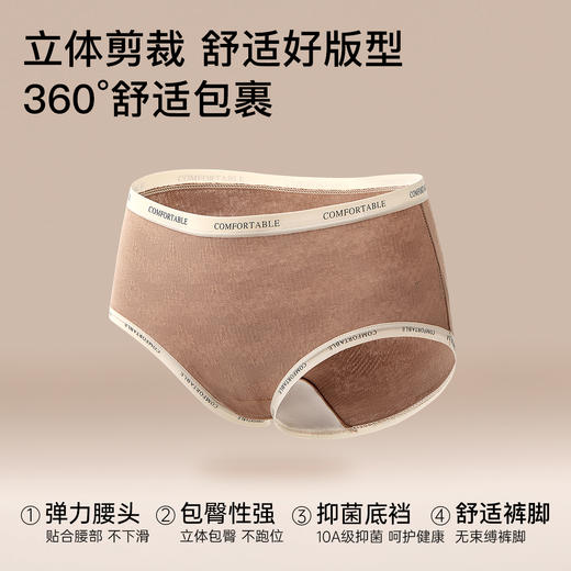 N2-4条装【10A抑菌纯棉裆】柔软提花棉高弹透气中腰女士内裤女 花影私藏+云棉织月 商品图8