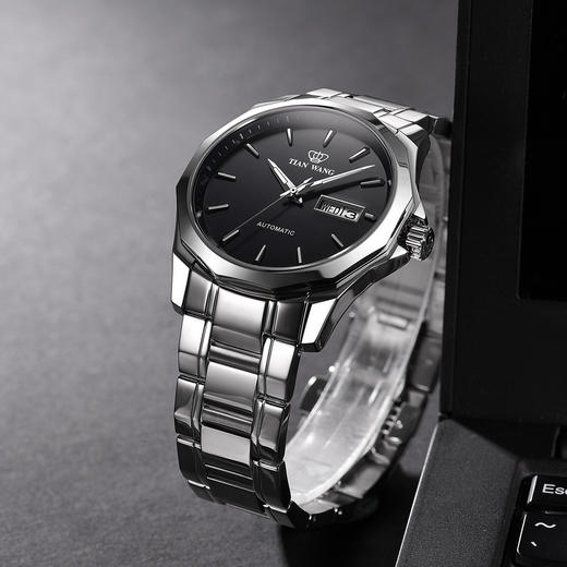 TW002873-23 天王TIAN WANG 【多边形表圈】山河时尚尊贵手表男商务大气钢带自动机械男士手表 商品图3