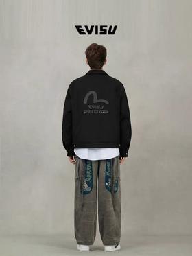 福神男士商标刺绣翻领加厚休闲通勤夹克外套