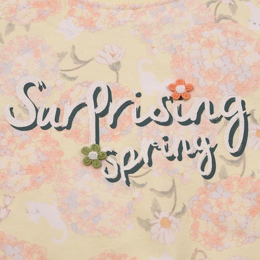 棉果果春季新品女童纯棉小线圈满印小碎花圆领套头卫衣M122180226114 商品图1