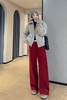 新年团宠糯米棉暗红窄版加厚加绒阔腿直筒裤高腰休闲裤 商品缩略图9