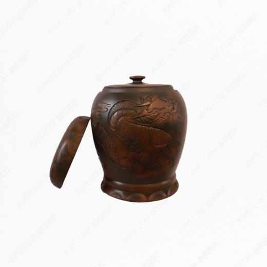 纯手工拉坯五色泥紫陶龙凤小坛（浮雕）骨灰坛骨灰罐骨灰盒寿盒 商品图1